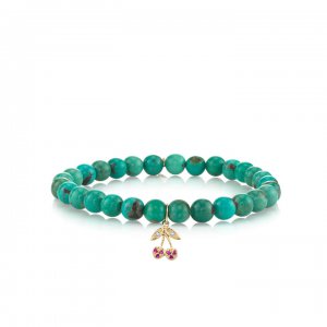 Gold & Diamond Cherry on Green Turquoise