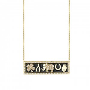 Gold & Diamond Luck Tableau Bar Necklace