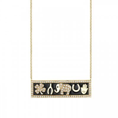 Gold & Diamond Luck Tableau Bar Necklace