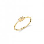 Gold & Diamond Tiny Carved Stone Evil Eye Ring