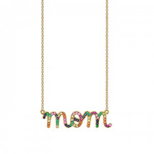 Gold & Rainbow Large Mom Necklace