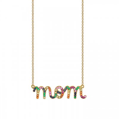 Gold & Rainbow Large Mom Necklace