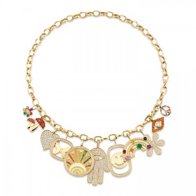 Gold & Diamond Psychedelic Grooves Necklace