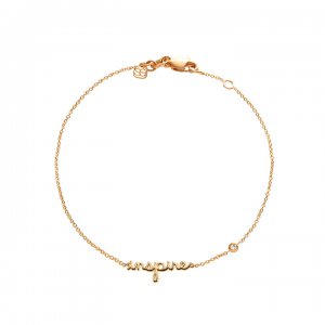 Gold Plated Sterling Silver Inspire Bracelet with Bezel-Set Diamond