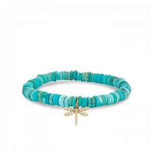 Gold & Diamond Dragonfly on Arizona Turquoise