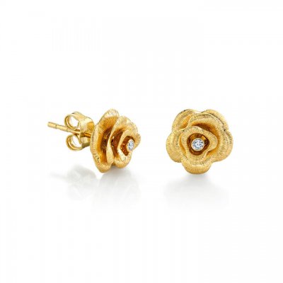 Gold & Diamond Rose Stud