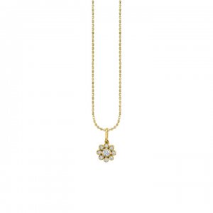 Gold & Bezel Diamond Flower Necklace