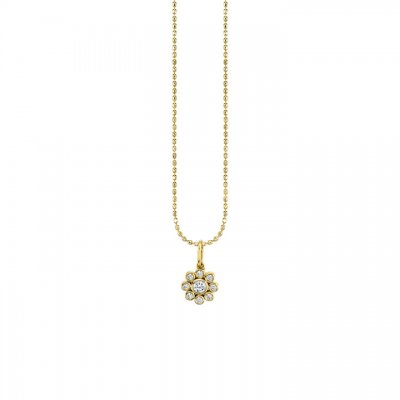 Gold & Bezel Diamond Flower Necklace