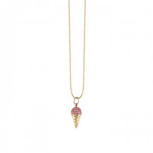 Gold & Pink Sapphire Ice Cream Charm