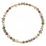 Gold & Pave Diamond Rainbow Anniversary Multi-Icon Eternity Necklace