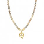 Gold & Diamond Evil Eye Lasso African Opal Necklace