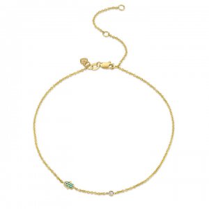 Gold & Enamel Mini Hamsa Anklet