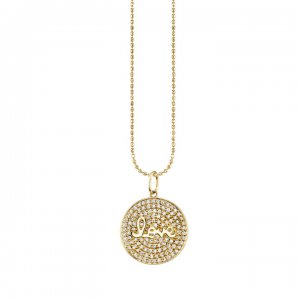 Gold & Diamond Love Medallion Charm