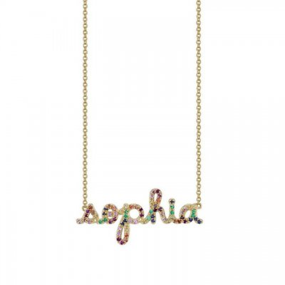 Gold & Rainbow Custom Script Necklace