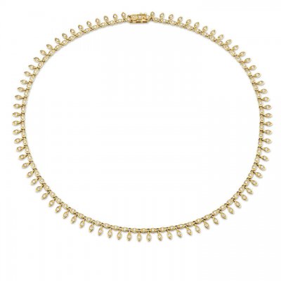 Gold & Diamond Marquise Eye Eternity Fringe Necklace