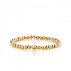 Gold & Enamel Tiny Heart On Gold Beads