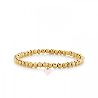 Gold & Enamel Tiny Heart On Gold Beads