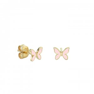 Gold & Enamel Mini Butterfly Stud