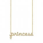 Gold & Diamond Princess Script Necklace