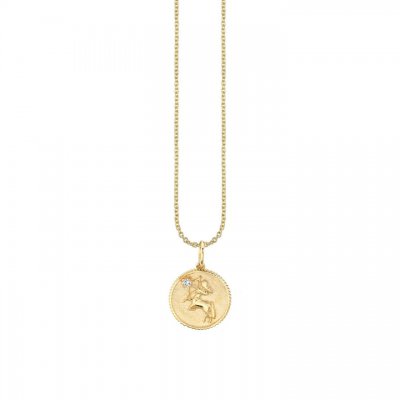 Gold & Diamond Sagittarius Zodiac Medallion