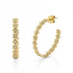 Gold & Diamond Tiny Daisy Medium Hoops