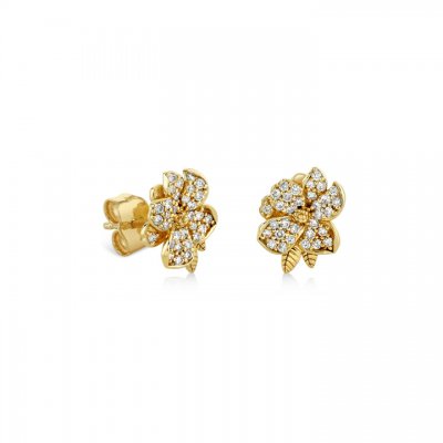 Gold & Diamond Magnolia Stud