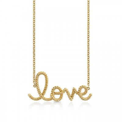 Pure Gold Extra Large Love Script Rope Necklace