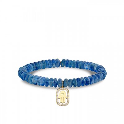 Gold & Diamond Hamsa on Blue Kyanite