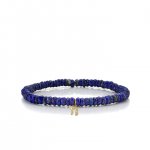 Men's Collection Gold & Diamond Small Chai on Lapis Heishi