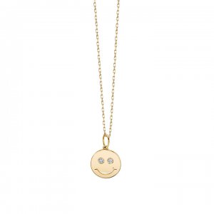 Little Loves Gold & Diamond Happy Face Necklace