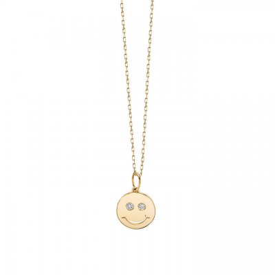 Little Loves Gold & Diamond Happy Face Necklace