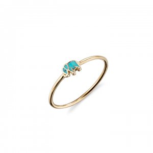 Gold & Enamel Mini Elephant Ring