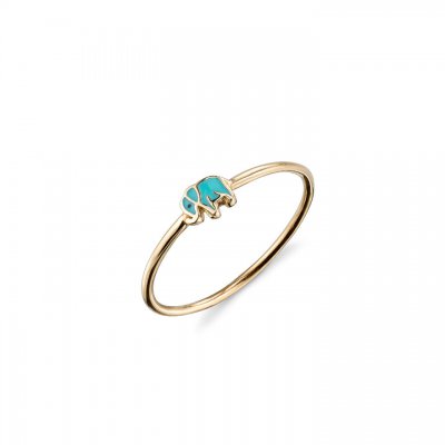 Gold & Enamel Mini Elephant Ring