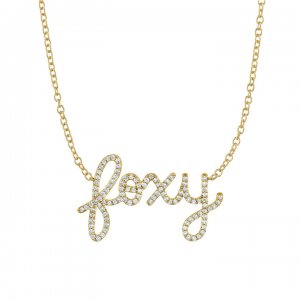 Gold & Diamond Large Foxy Script Necklace