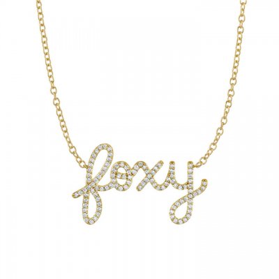 Gold & Diamond Large Foxy Script Necklace