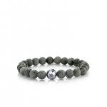 Men's Collection White-Gold Soccer Ball Bead on Grey Cat's Eye