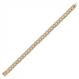 Gold & Pave Diamond Small Link Bracelet