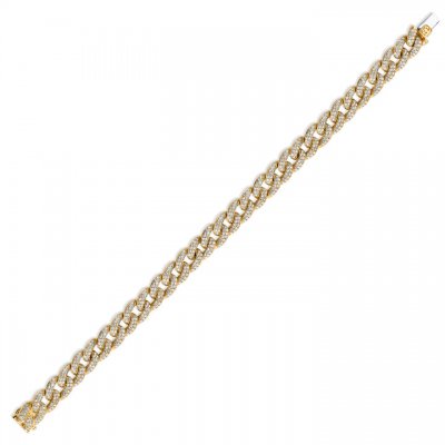 Gold & Pave Diamond Small Link Bracelet