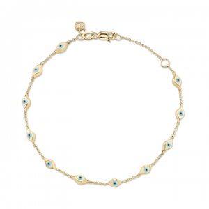 Gold & Enamel Multi Mini Evil Eye Bracelet