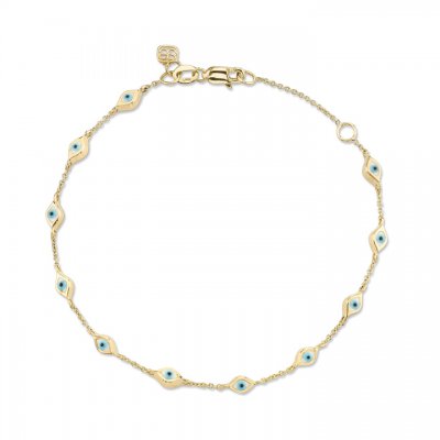 Gold & Enamel Multi Mini Evil Eye Bracelet