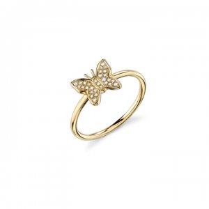 Gold & Pave Diamond Butterfly Ring