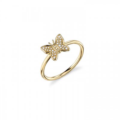 Gold & Pave Diamond Butterfly Ring