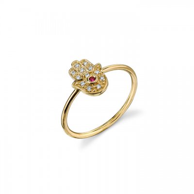 Gold & Diamond Hamsa Ring