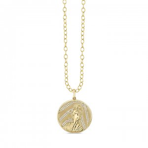 Gold & Diamond Birth of Venus Coin Charm