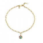 Gold & Rainbow Enamel Evil Eye Anklet