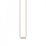 Gold & Diamond Baguette Round Bezel Necklace