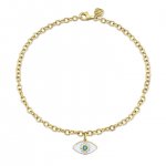 Gold & Bezel Diamond Sunburst Evil Eye Anklet