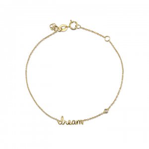 Gold Plated Sterling Silver Dream Bracelet with Bezel Set Diamond