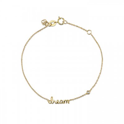 Gold Plated Sterling Silver Dream Bracelet with Bezel Set Diamond