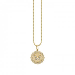 Gold & Diamond Butterfly Coin Charm